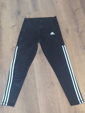 adidas Black Leggings with White Side Stripes